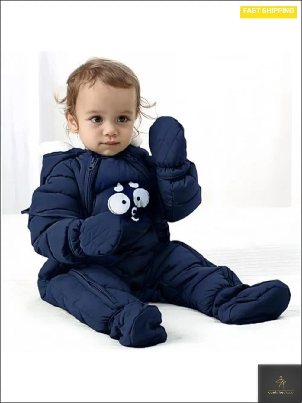 Baby Snowsuit Jumpsuit Winter Coat Hooded Faux Fur Polyester Toddler